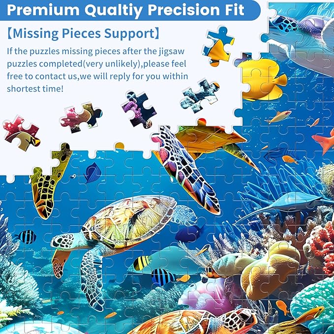 500 Piece Puzzle for Adults, Turtle Jigsaw Puzzles, Sea Animals Puzzles 500 Pieces, Birthday and Barious Holiday Party for Family Kids and Adults, Funny Puzzle for Adults, 20.5x15 in