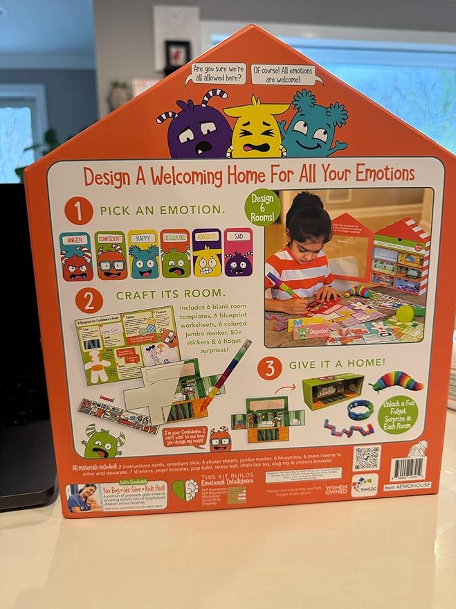 Open The Joy House of Emotions - DIY Emotional Playhouse Kit for Kids Ages 4-12, Social Emotional Learning (SEL) Activities, Creative Crafting for Emotional Intelligence and Mindfulness