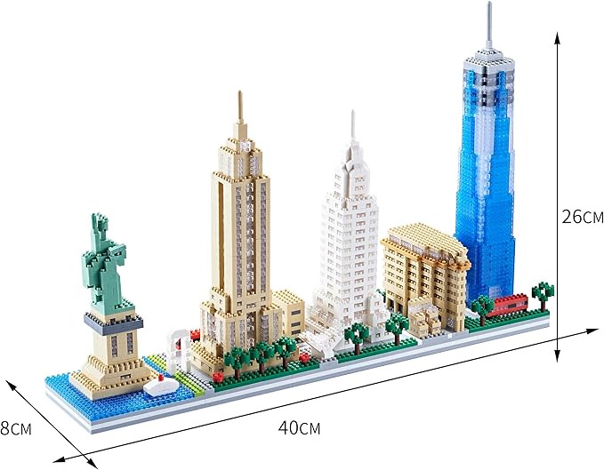 New York Skyline City Building Micro Building Block Set, Home and Office Decoration, Creative Gift for Adults（3452 PCS）