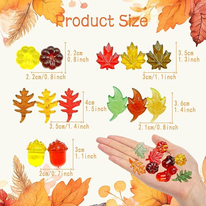 120pcs Fall Acrylic Sensory Bin Filler, Thanksgiving Vase Filler Mini Acrylic Pumpkins Leaves Acorns Gems for Decor Home, Table Centerpieces, Preschool Counting and Thanksgiving Craft