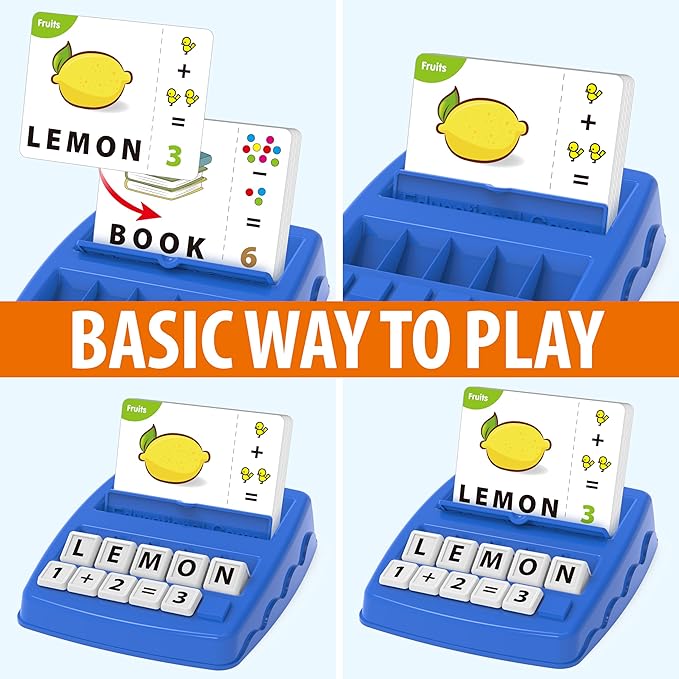 Matching Letter Games,Learning Educational Toys 2 in 1, Numerical Equality Games,Alphabet Spelling Reading Flash Cards,Early Education Gift Toys for 3,4,5,6,7 Year Olds (Navy Blue)