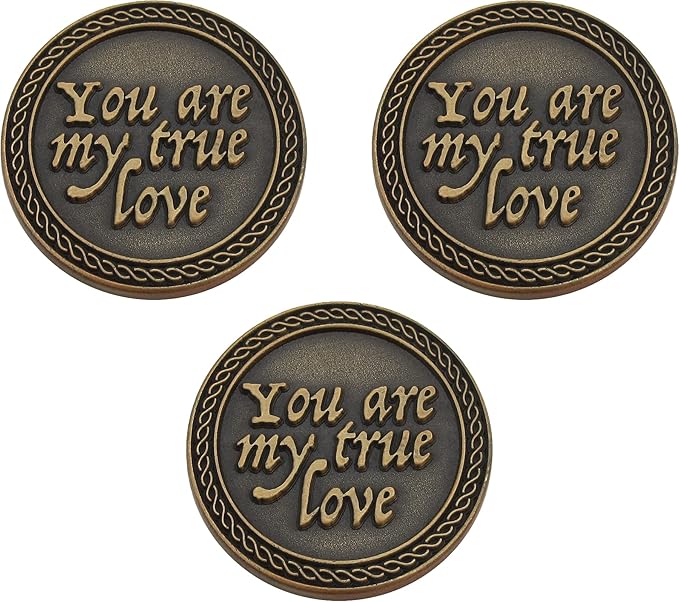 Bulk Set of 3 Romantic Love Expression Coins, You are My True Love, & The Best Thing That Ever Happened to Me, Anniversary Pocket Tokens for Date Night, Love Gift for Men & Women, from Him or Her