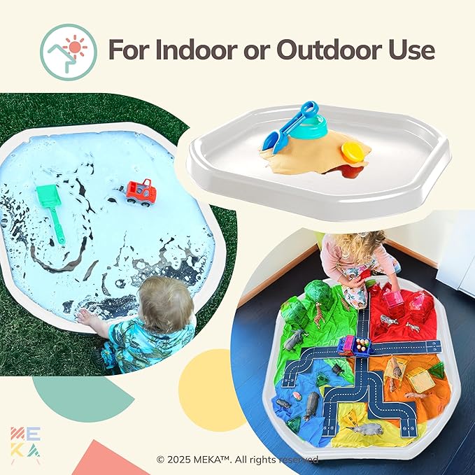 MEKA Tuff Tray for Sensory Play, Sensory Tray for Kids, Toddler Water Table, Tuff Spot Sensory Bin for Toddlers (White, Large (38" x 38"))