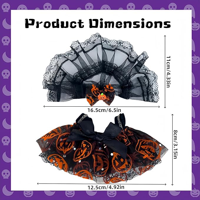 17cm Halloween Clothes Set, Halloween Dress Pumpkin Bow Hairpin for Dolls Accessorie, Halloween Clothes for Pumpkin Outfit, Spooky Costume Dolls Collectors, Gift for Doll Lovers(No Doll)