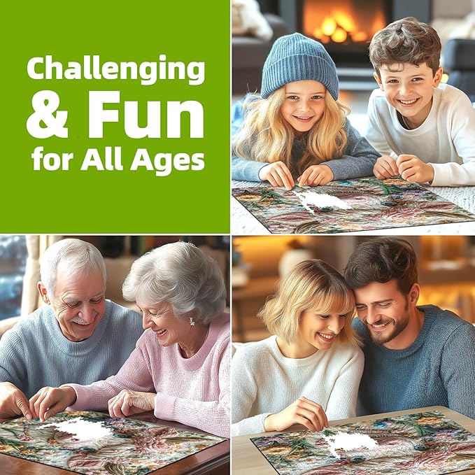 500 Piece Art Jigsaw Puzzle for Adults - Unique 3D Embroidery Flower Cow, Cool Puzzles for Adults, Challenging Adult Puzzle 20x20 Inch