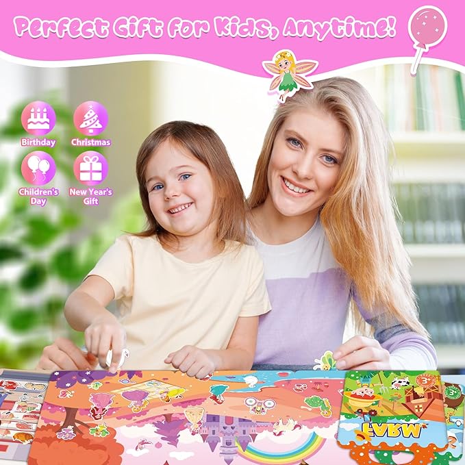 Sticker Books for Toddlers 2-4 Years, 5 Sets Reusable Sticker Books for Toddlers 1-3, Jelly Toddler Stickers Travel Toys for Ages 2+ Kids Boys Girls Halloween Birthday Christmas