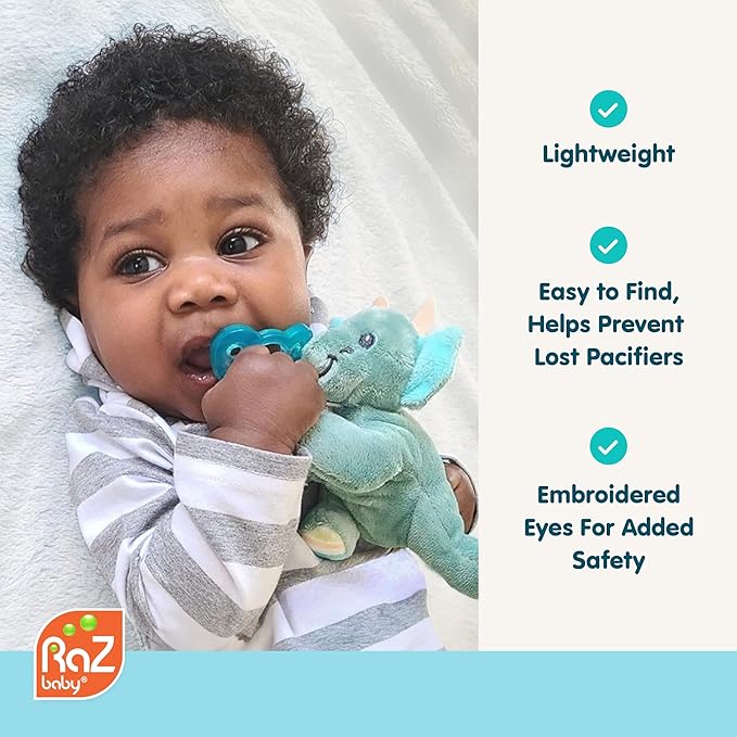 RaZbaby Koala RaZbuddy Stuffed Animal Pacifier Holder for Newborns & Up, Made in The USA, Detachable Orthodontic JollyPop Pacifier, Medical-Grade 100% BPA-Free Silicone, Baby Shower - 0 Months+