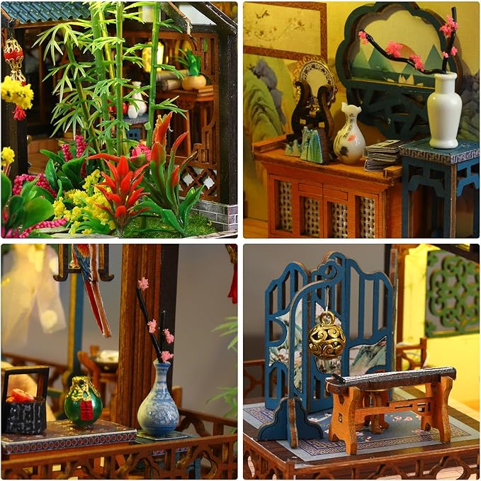 Miniature Dollhouse Kits, Tiny House Kit and Light, Doll House Kits for Adults to Building, Unique Gift for Birthday Christmas Day, YaYun