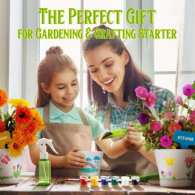 Doiaz Paint & Plant Flower Growing Gardening Kit with 3 Pots for Kidz - Halloween Gifts for Girlz & Boyz Agez 5, 6, 7, 8, 9, 10, 11 & 12 Yearz Old Girlz
