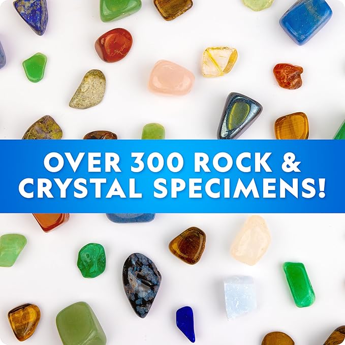 National Geographic Rock Collection Box for Kids – 300+ Piece Gemstones and Crystals Set Includes Geodes and Real Crystals, Rocks and Minerals, Science Kit for Kids, A Geology Gift for Boys and Girls
