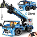 Remote Control Building Toys, 2-in-1 Technic Vehicle Building Kits for Boys Age 8-12, Construction Erector Set Crane Truck Build Model for Boys Girls