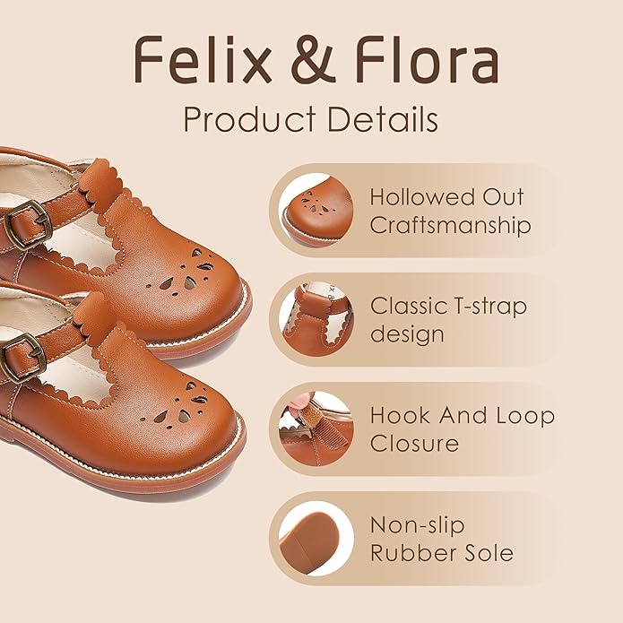 Felix & Flora Toddler Little Girl Mary Jane Dress Shoes - Ballet Flats for Girl Party School Shoes