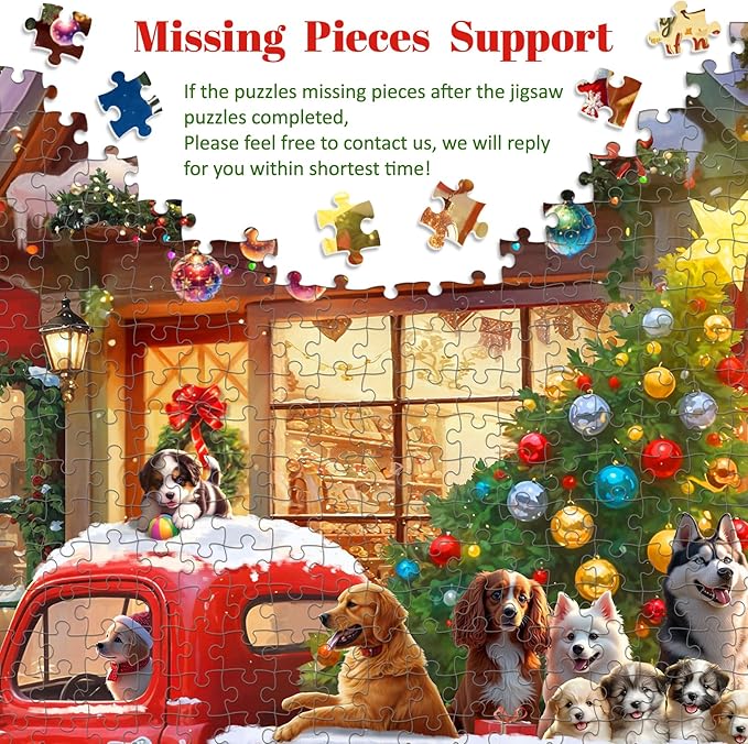 1000 Pieces Christmas Puzzles for Adults and Teenagers, Dogs' Christmas Jigsaw Puzzles Family Games, Gifts for Adults and Kids