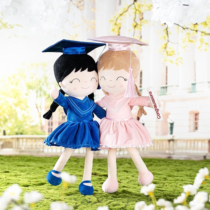 Gloveleya Baby Girl Gifts Graduation Plush Girls Dolls Congratulation Gift for Kindergarten Royal Blue 16 inch