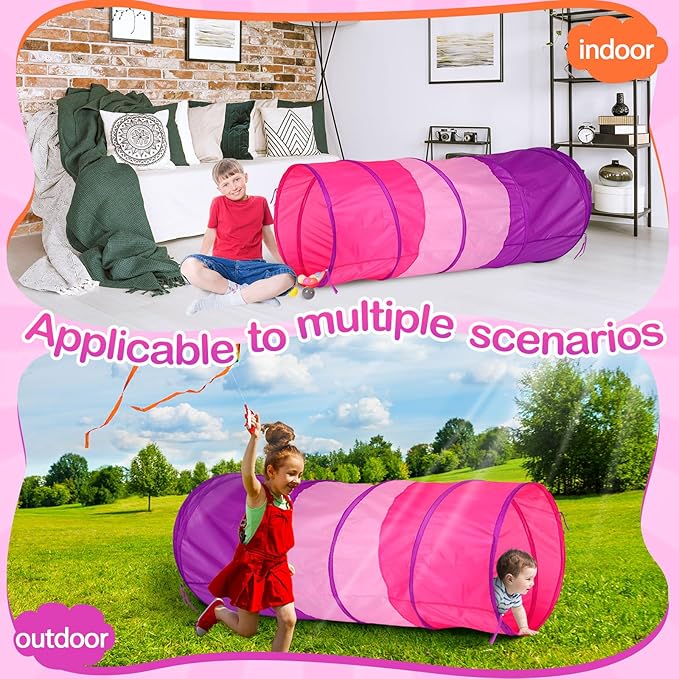 1 Pcs Giant 27.6 Inch Kids Play Tunnel and up Opening Colorful Pop up Crawl Tunnel Toy with Breathable Mesh Game Tent Toy Girl Boy Gift or Dog Cat Pet Tunnels
