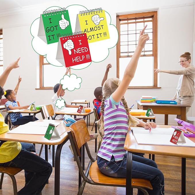 Harloon 24 Pcs I Need Help Mini Flip Chart Signs Self Assessment Cards Behavior Management Classroom Tools for Kids Teachers Classroom School Behavior Educational and Learning Activities Supplies