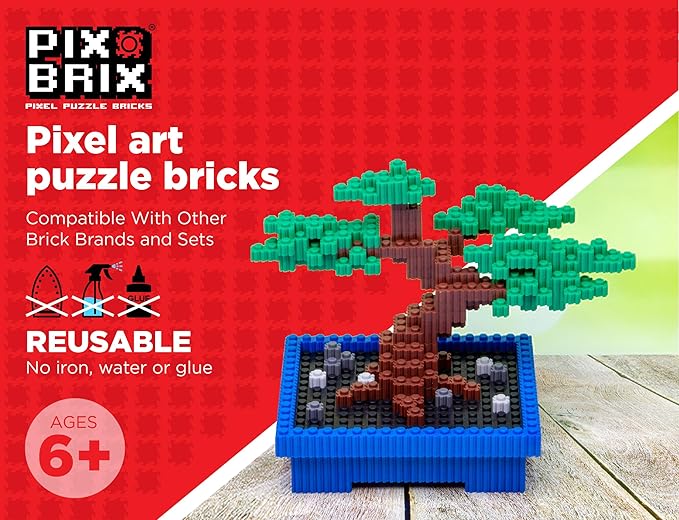 Pix Brix Pixel Art kit Puzzle Bricks - 3,000 Piece Pixel Art Container, 12 Color Dark Palette - Interlocking Building Bricks, Create 2D and 3D Builds Without Water or Glue - Stem Toys, Ages 6 Plus