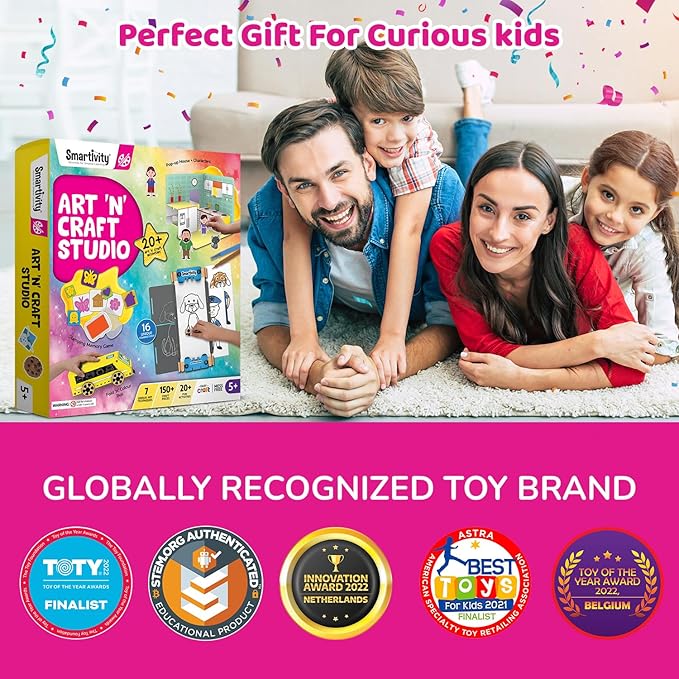 Smartivity 20 in 1 Art and Craft Kit I for 5,6,7,8,9 Year Old Girls & Boys I Clay, Stamp, Tracing, 3D House, Origami & Many More I Toys for Kids Age 5,6,7,8,9