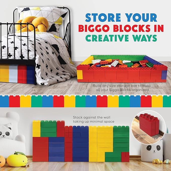 Big Building Blocks - Blocks and Wheels - Toddlers and Kids Ages 4-8 - Large Indoor Outdoor Games - 5 PC Wheel Set