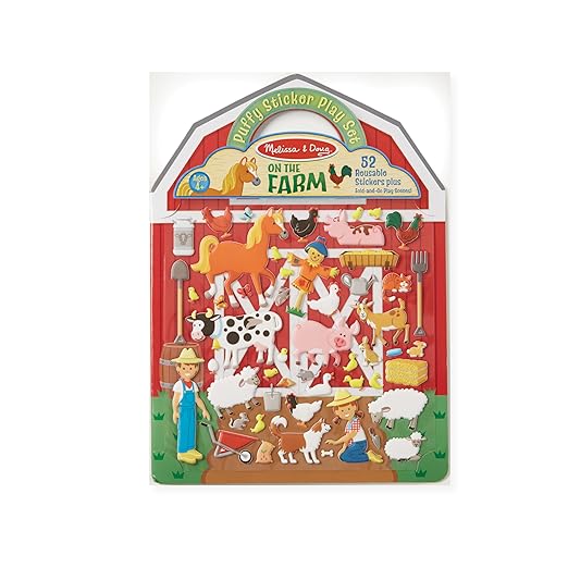 Melissa & Doug Puffy Sticker Play Set – On The Farm, 52 Reusable Stickers with 2 Fold-Out Scenes, Restickable Animal Arts and Crafts Activity Book for Kids Ages 4+ - FSC Certified