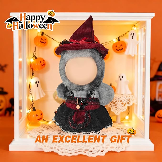 Halloween Doll Clothes for Labubu, Dolls Outfit Set for 17cm (6-6.7 inch) Dolls - Dress Up Set for Labubu Costumes & Accessories | Gift for Any Occasions | Doll Not Included (Black Cat)