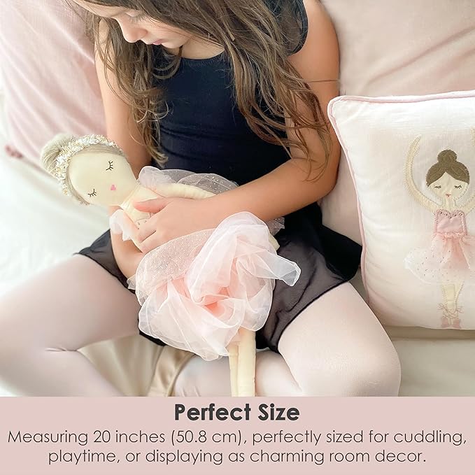 MON AMI Belle The Ballerina Stuffed Doll – 20”, Plush Ballerina Doll for Girls, Use as Toy or Room Decor