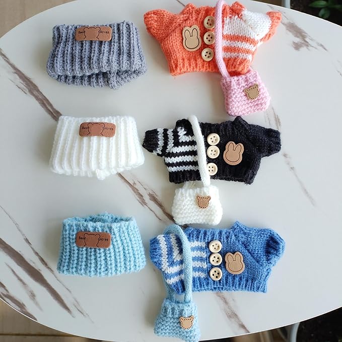 15cm & 17cm Doll Clothes Outfits Set - Premium Dress Up Bundle with Exquisite Accessories | Soft Fabric Fashion Doll Costume for 15-17cm Dolls (3set Orange+Blue+Black)