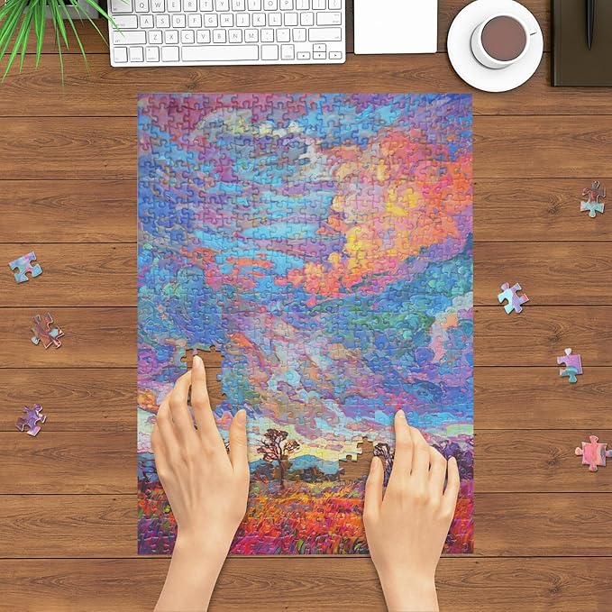 Jigsaw Puzzles 500 Pieces for Adults Glitter Abstract Sunset Jigsaw Puzzles Challenging Puzzle Game with Letters on The Back (20.5'' x 15'')