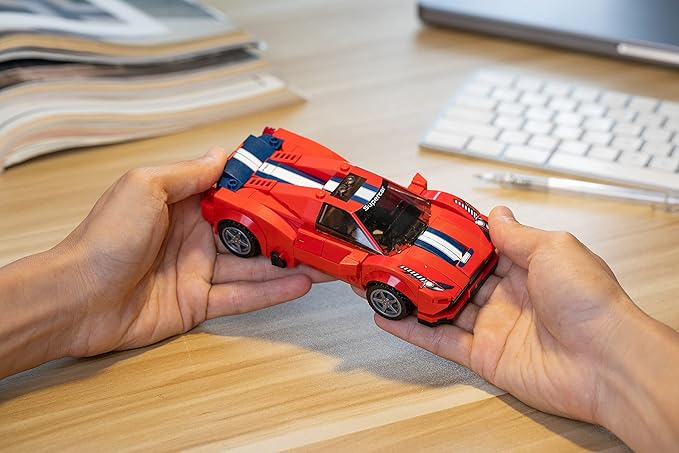 Block Builder Ferrari F8 Racing Car Building Block Set (306 Pieces). Racing Car Building Blocks for Kids and Adults