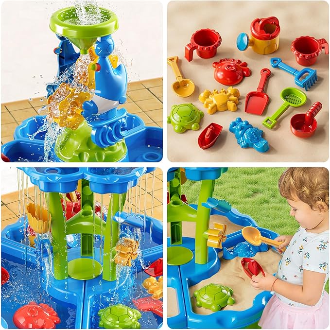 Kids Flower Water Table for Toddlers for 3 4 5 6 7 8 Years Old, Outdoor Water Sand Table for Boys Girls, Sensory Toys for Toddlers Age 3-8, Activity Sensory Table Summer Toys