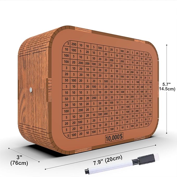 Money Saving Box, Cash Vault Wooden Savings Challenge Box for 10,000 5000 3000 1000 Dollar Target, DIY Puzzle Cash Saver Box Reusable Money Box with Counter Coin Bank for Adults Kids Boys Girls
