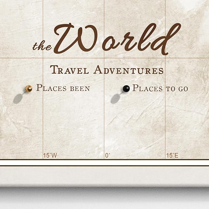 Canvas World Map with Cork Pin Board - English Lettering - Decorative Wall Decoration for All Rooms - Canvas Pictures with World Map Motif (120x80 cm, Pattern 20)
