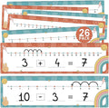 26 Pack Boho Groovy Number Line Dry Erase Boards Cards, 14"x4" Double-Sided, Math Manipulatives for Kids, Student, Kindergarten Elementary Special Education 1st Grade Classroom Must Haves