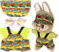 17cm Clothes Set (NO Doll) 4PC Set Hat Glasses Overalls for 17cm Accessories Suit, Doll Clothing for Trendy Blind Box，Cute Clothes for LBB Doll Dress up Unique Style,Ethnic Cute Combination (Yellow)