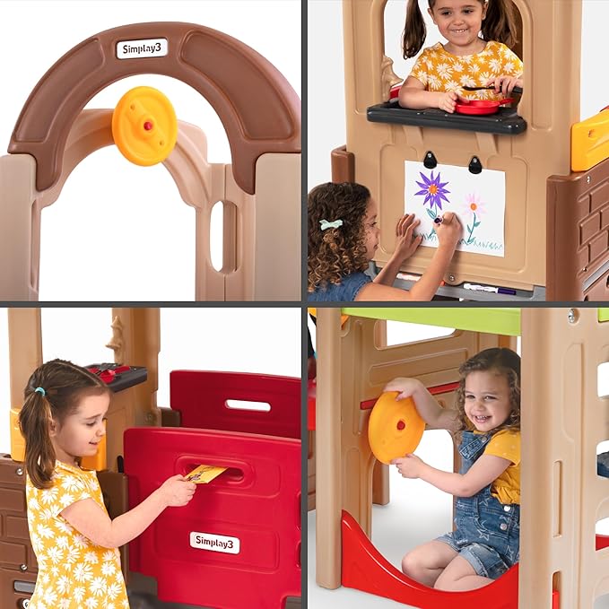 Simplay3 Young Explorers Modular Play System – Kids Activity Outdoor Playset for Children Age 18 mos - 6yrs – Toddler Playground Slide, Climb and Playhouse