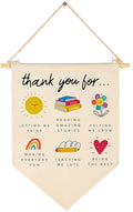 Thank You Gift for Nursery Teacher-End of Term Gift for Daycare Teacher,Nursery Worker,Teacher Ta School Nursery-Rainbow Teacher Leaving Present-Canvas Hanging Pennant Flag Banner Wall Sign Decor