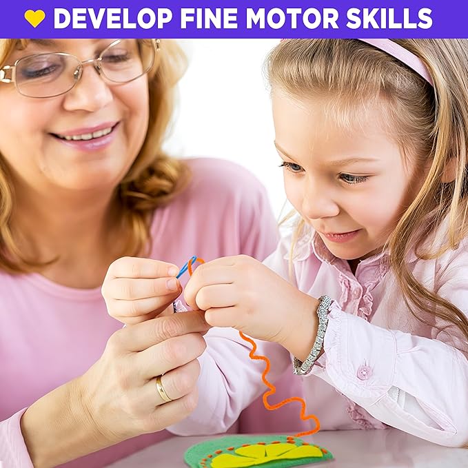Flying Childhood Soft Felt Sewing Kit for Kids, Sewing My First Purses, Create 6 Simple and Cute DIY Sewing Bag Projects, Birthday Gifts Toys for Girls 4-12 Years Old, Help Improve Fine Motor Skills