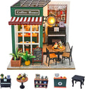 CUTEROOM DIY Miniature House Kit-Coffee Time, Tiny Dollhouse Wooden Furniture Kit, Mini DIY Craft Kits Creative Room for Decoration Family Friends