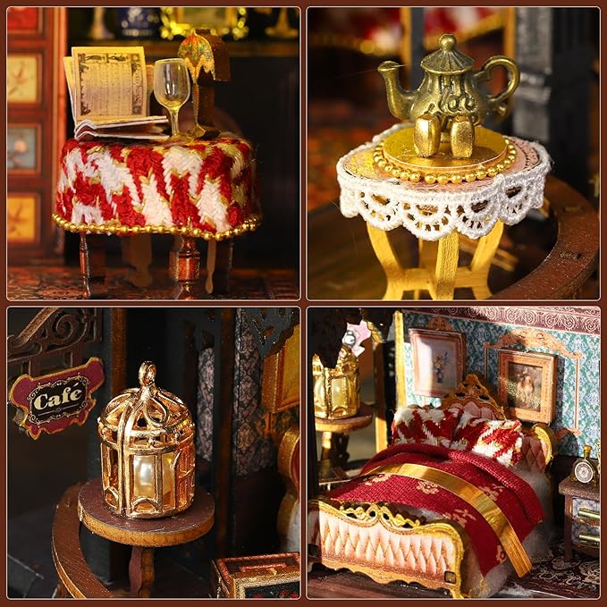 Miniature House Kit, Tiny House Kit with LED, DIY Mini House Building Kits for Adults to Building, Unique Gift for Birthday Christmas, Ancient Castle