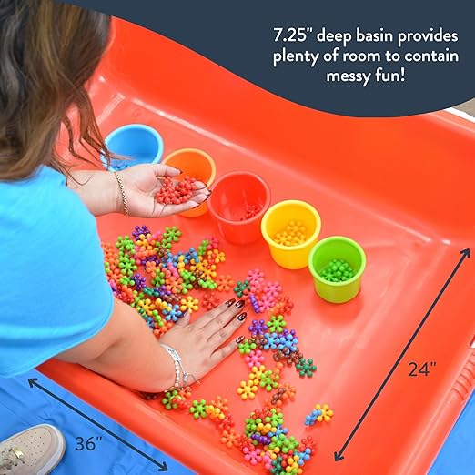 Children's Factory Medium Sensory Table – 18″ Height, Sandbox, Water Table for Kids, Red