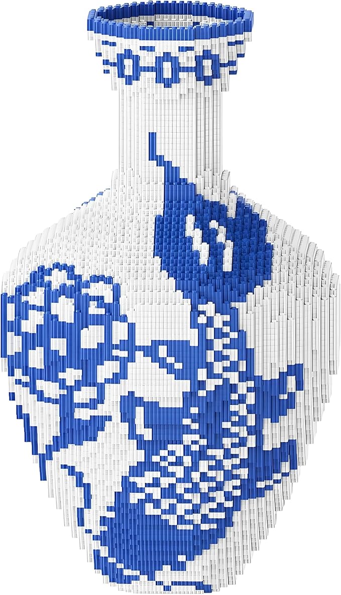 AIYIMUSIDEEN Vase Building Blocks, Blue and White Color Matching Fish Patterns, high Difficulty, Suitable for Adults (11000PCS)