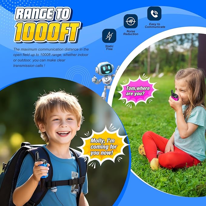 Toys for 3-8 Year Old Girls: comedyfun Mini Robots Walkies Talkies 2 Pack Christmas Birthday Gifts for 3 4 5 6 7 8 Year Old Girls Boys Stocking Stuffers Camping Hiking Toys Age 4 5 6 7 8 Girl Boy