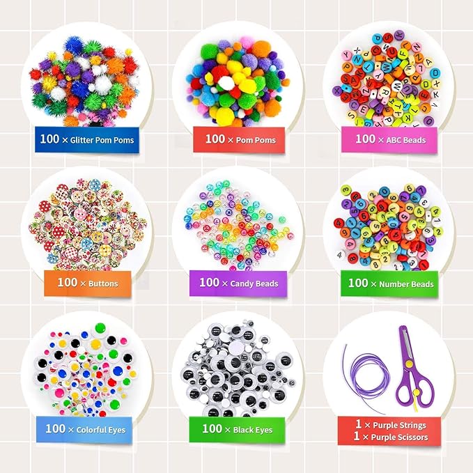 1405 Pcs Art and Craft Supplies for Boys and Girls, Toddler DIY Craft Art Supply Set Included Pipe Cleaners, Pom Poms, Feather, Folding Storage Box - All in One for Craft DIY Art Supplies(Orange)