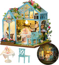 DIY Miniature House Kit, DIY Dollhouse Kit for Adults to Build, Mini House Kit with LED, Mayberry Street Miniatures, Ideal Gifts for Birthday, Halloween Christmas(Flower Garden Tea House)