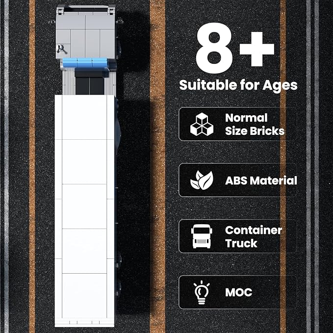 Mould King Container Truck Building Set, Realistic American Style Container Truck Model for Boys/Girls Ages 8+, 24070 STEM Toy Vehicles with Detailed Interior, Collectible Model for Adults (548 PCS)