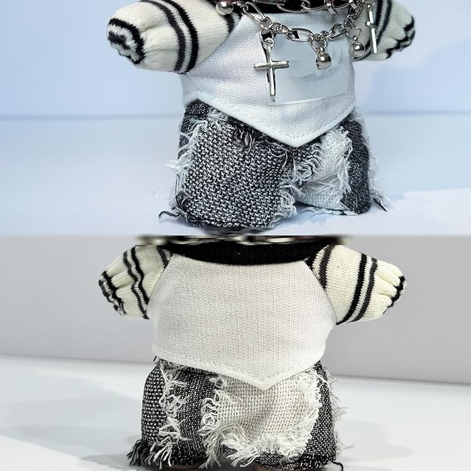 5-Piece Set Clothes for 17cm Doll - Fashion Style Dress Up Doll Outift Set with T Shirt, Pants, Headband, Necklace, Brooch