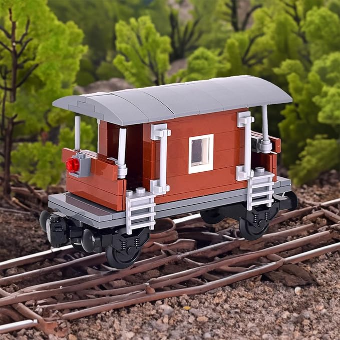 6IN1 City Freight Train Car Building Set, DIY Cargo Train Toys for Teens and Adults, Compatible with Lego 630 Building Accessory, M8001