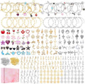 PYURTHITY 458 Pcs Gold Silver Charm Bracelet Making Kit DIY Jewelry Making Kit with Enamel Letter Charms Link Chain Bracelet Pendants and Jump Rings for Christmas Women Adults Art Craft Gift