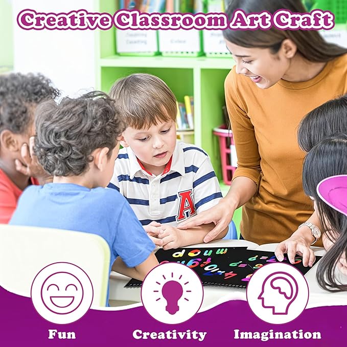 Scratch Art for Kids: 16 Pack Rainbow Scratch Paper Party Favors - Art Crafts Notebook Suitable for Birthday Gifts/School Crafts Kit/Classroom Prizes for Girls and Boys Aged 4-12