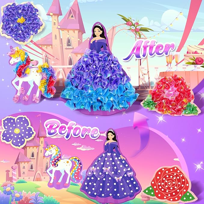 ZOOI Poke Art Kits, Arts and Crafts for Kids 4-6, Pretty Pretty Princess Game, Poke in Crafts for Kids Ages 4-8, Birthday Gifts for 4, 5, 6, 7, 8 Year Old Girl Toys Age 6-8 Art Kits